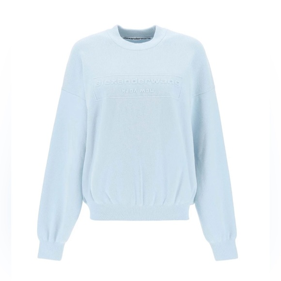 NWOT Alexander Wang Logo Chenille Rib Knit Crewneck Pullover S - Picture 1 of 17